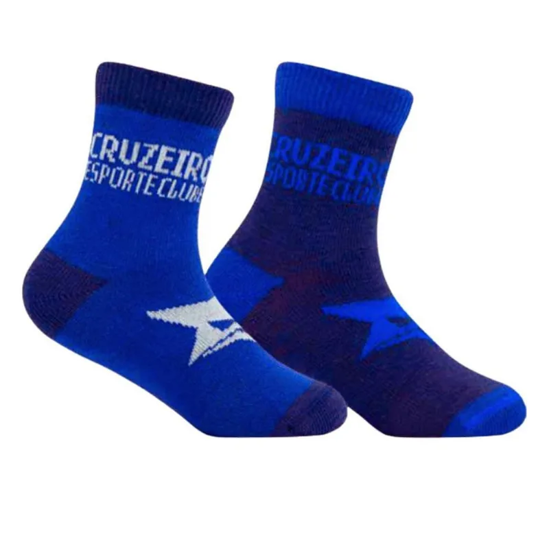 Kit 2 Pares de Meia Bebê Infantil Cruzeiro Azul Oficial P