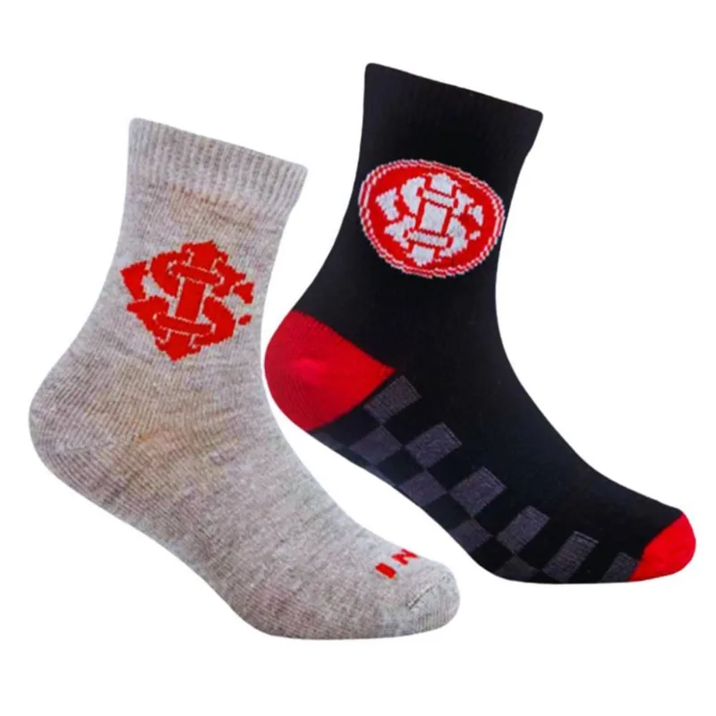 Kit 2 Pares de Meia Bebê Internacional Cinza e Preta M