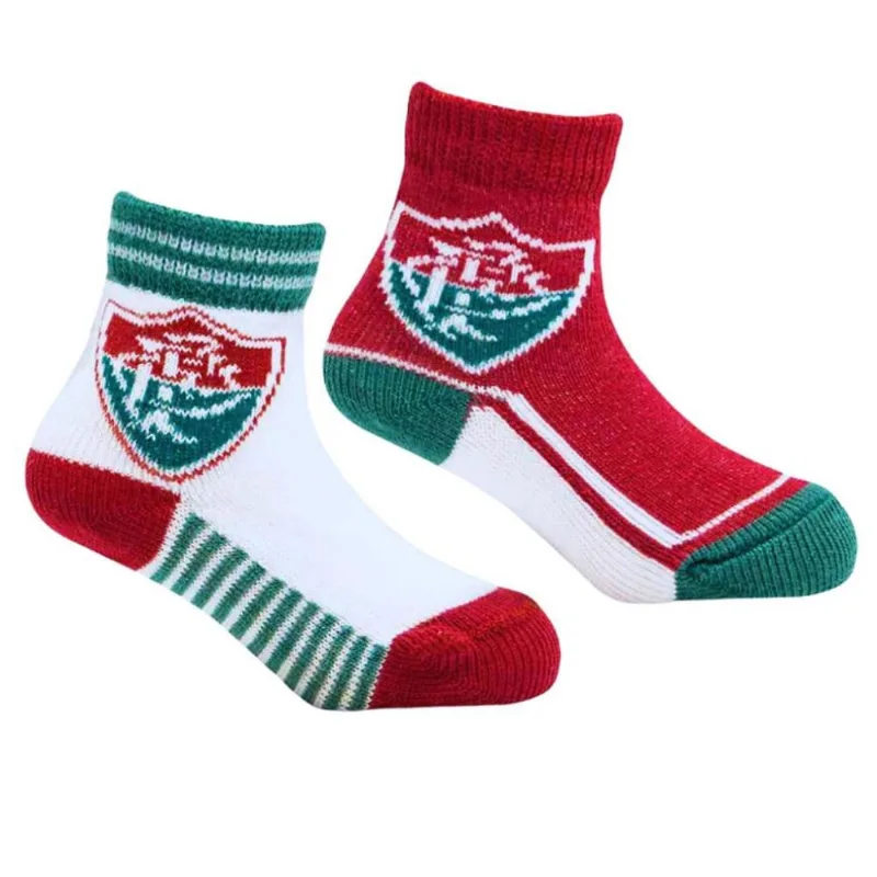 Kit 2 Pares de Meia Bebê Fluminense Branca e Grená Oficial RN