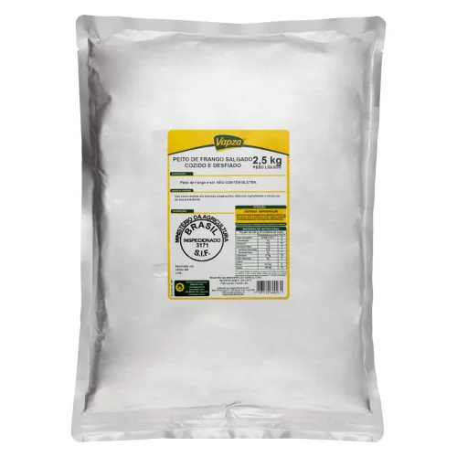 PEITO DE FRANGO COZIDO DESFIADO VAPZA PACOTE 2 5KG - VAPZA