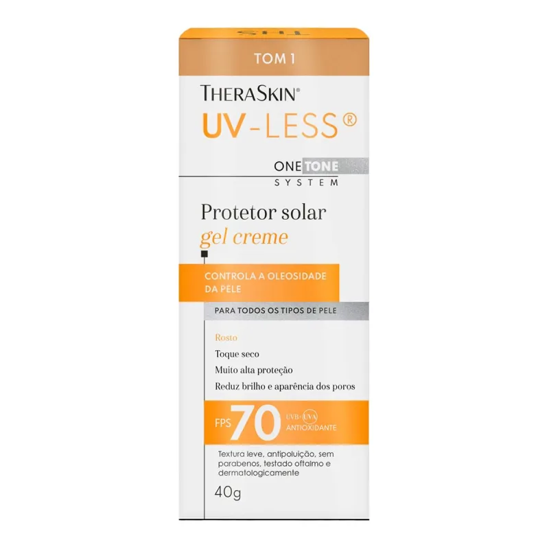 Protetor Solar Facial Theraskin Uv-Less Fps70 Tom 1 40g - Theraskin - Dermocosméticos