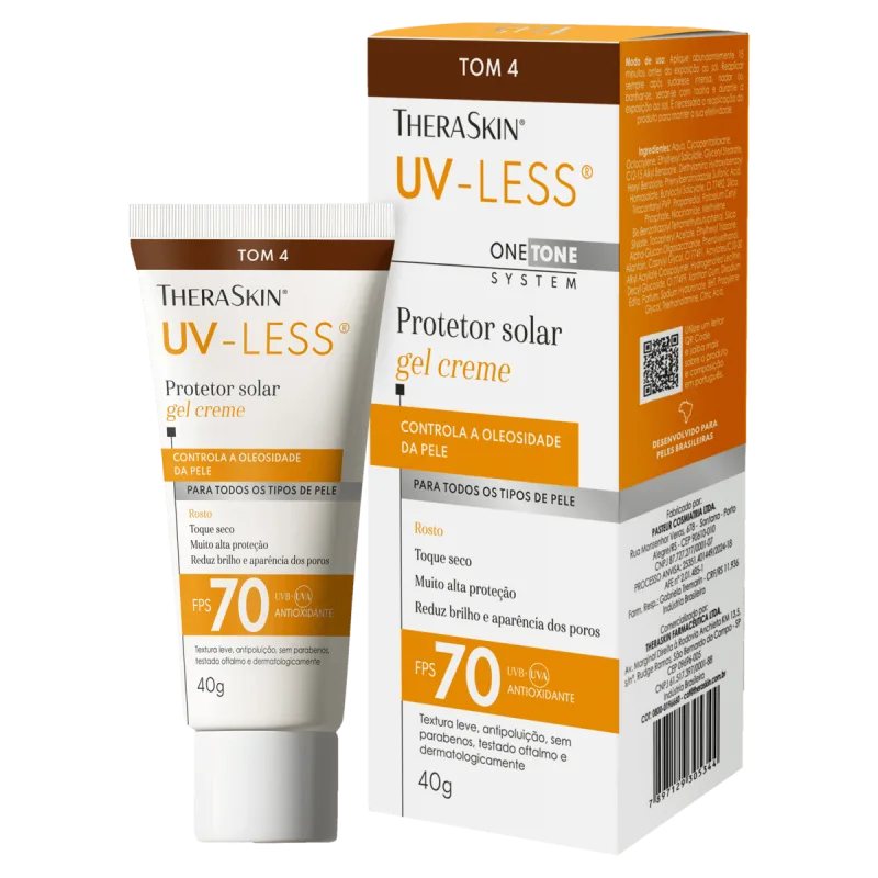 Theraskin Protetor Solar Facial Gel-Creme Toque Seco FPS 70 Tom 4 UV-Less 40g - Theraskin - Dermocosméticos