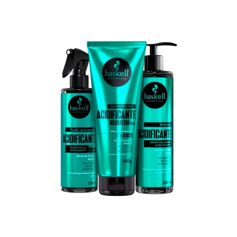 Kit Acidificante Haskell Completo 3 Itens Máscara/Shp/Fluido