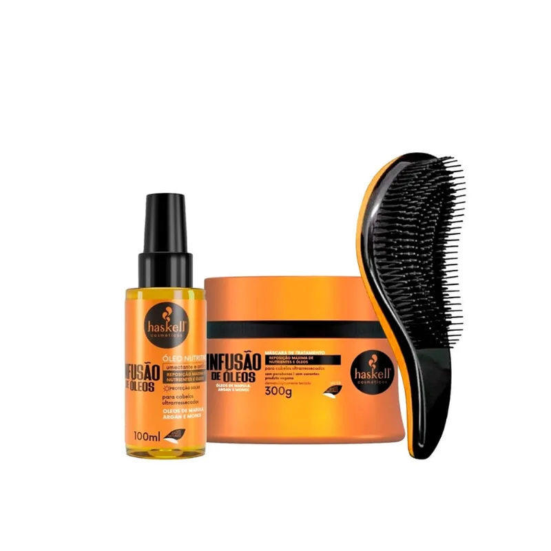 Haskell Infusão De Óleos Máscara 300g + Óleo Nutrição + Escova