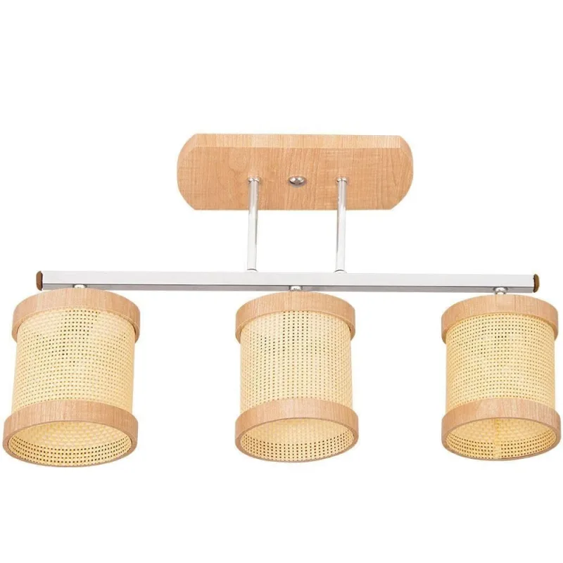 Luminária de Teto Triplo Straw Iluminação Decorativa Amadeirado Luminárias Müller 55CM - OUTRAS - Agro