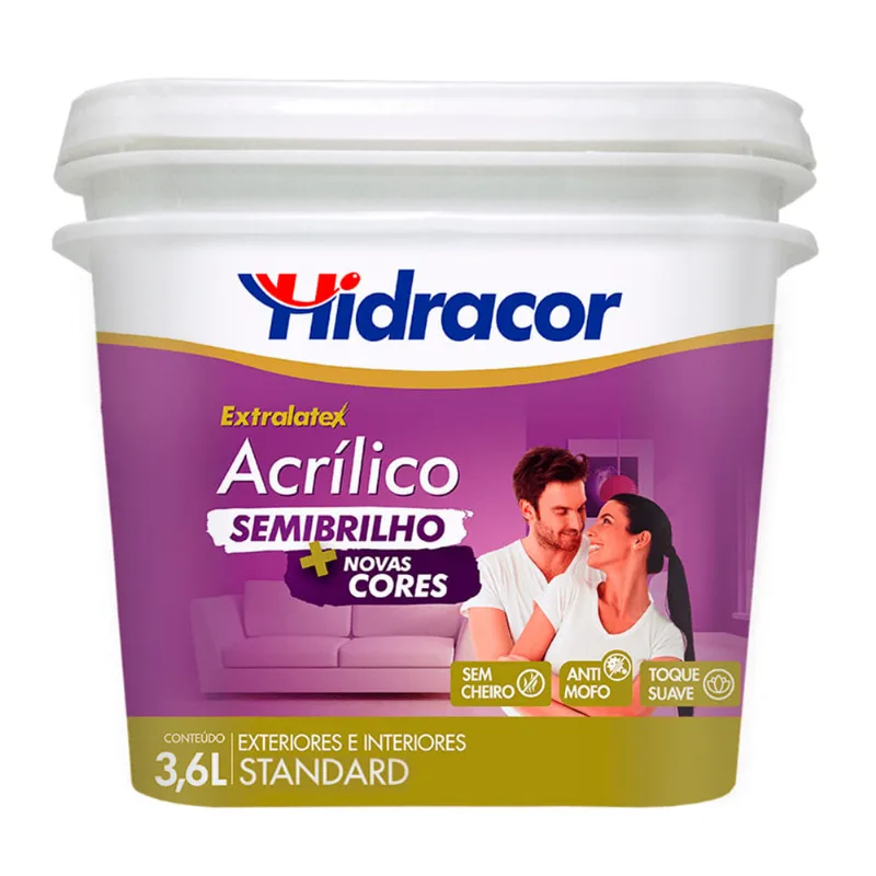 Tinta Imobiliária Hidracor Semi-Brilho Extralatex Marfim 3,6 Galão