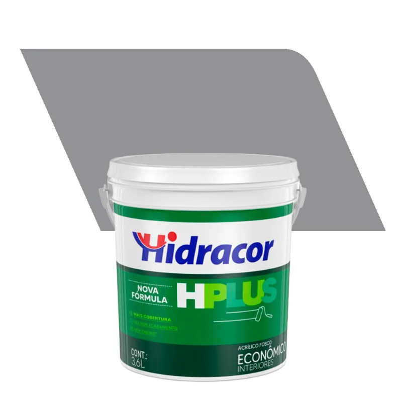 Tinta Acriílica Econômica Fosco Hplus Cinza Medio 3,6L - Hidracor