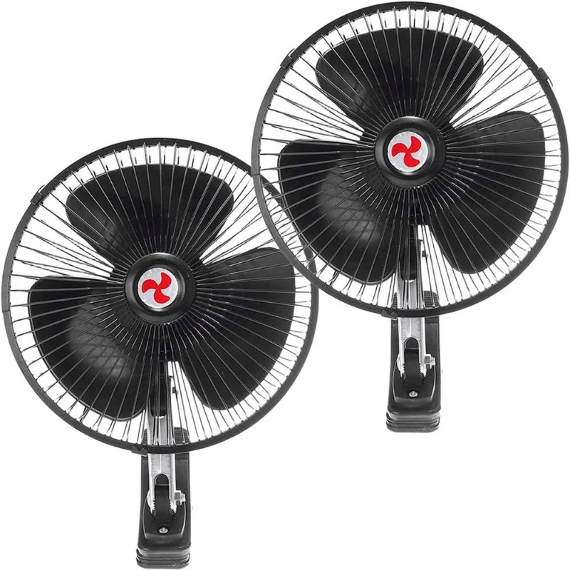 Kit 2 Mini Ventilador Veicular Carro Caminhão Ônibus De 20cm