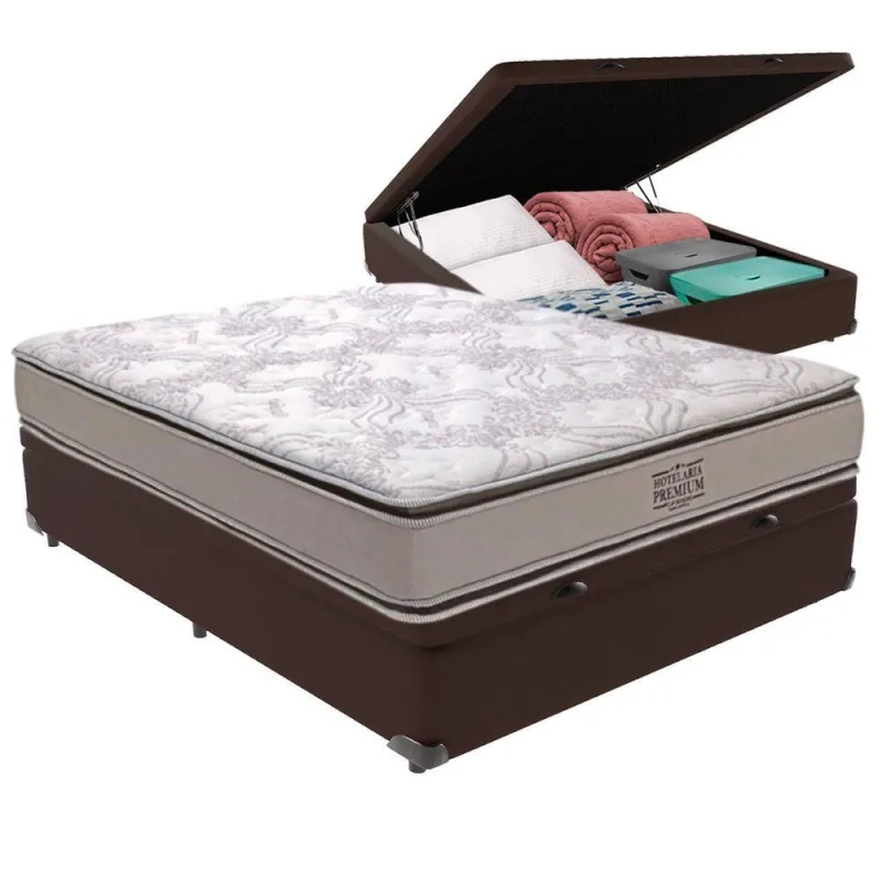 Cama Box com Baú Casal Four Season Bravus Molas Ensacadas Marrom Vtech - Vtech