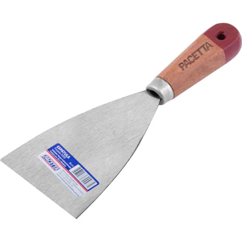 Espátula em aço forjado 8 cm com cabo de madeira - Pacetta - PACETTA - Pintura
