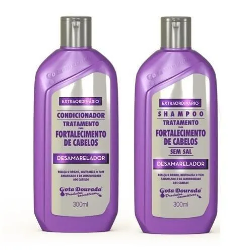 Kit Shampoo Condicionador Desamarelador Gota Douda - GOTA DOURADA - Higiene E Beleza