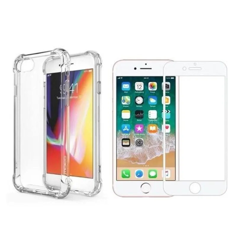 Película De Vidro 3d Íphone 7 8 Plus Bran + Capa Antiimpacto