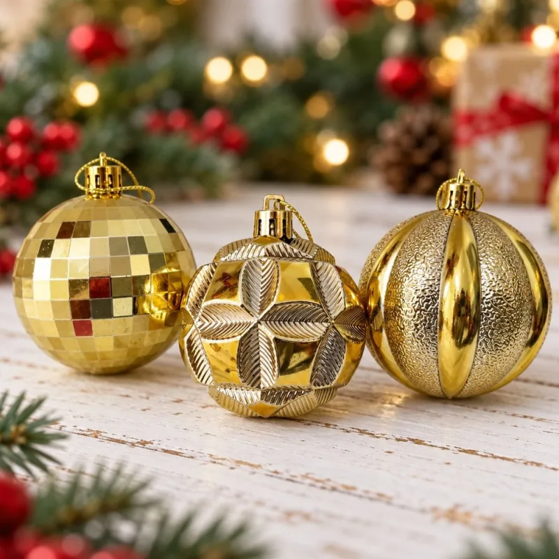 Bolas Dourada Natalina Enfeite Texturada Decoração 6cm D - 30 Peças - Genérico