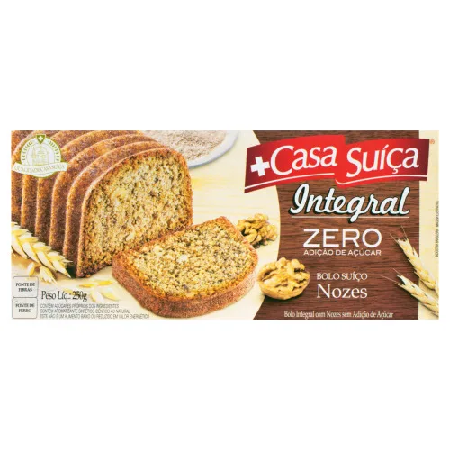Bolo Suíço Integral Nozes Casa Suíça Caixa 250g - CASA SUICA - Mercearia