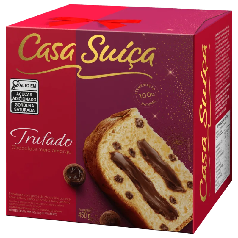 PANETTONE TRUFADO CHOCOLATE MEIO AMARGO 450G CASA SUICA