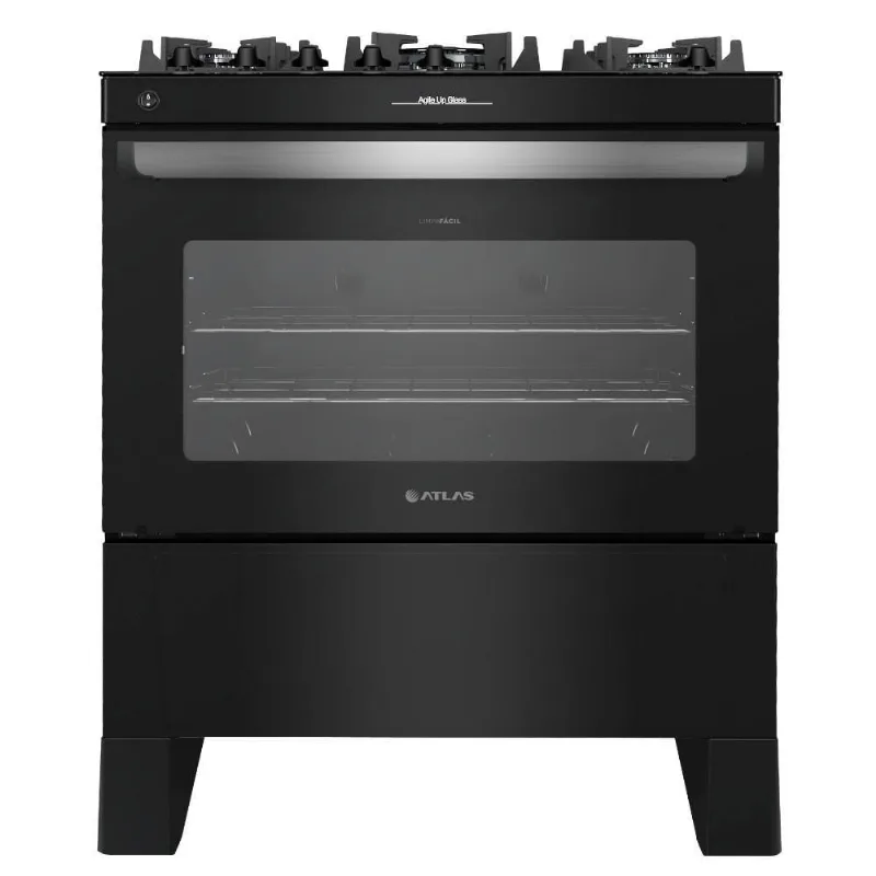 Fogão Atlas Agile Glass Acendimento Automático Preto Bivolt