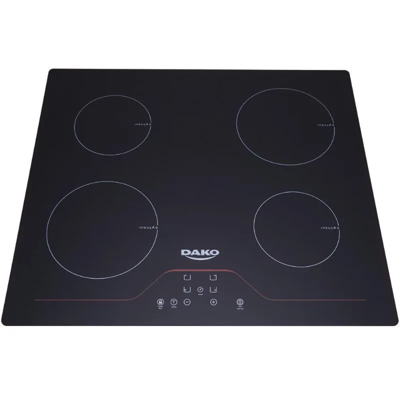 Cooktop De Indução 4 Bocas Preto Mesa De Vidro Dako 220v 220V