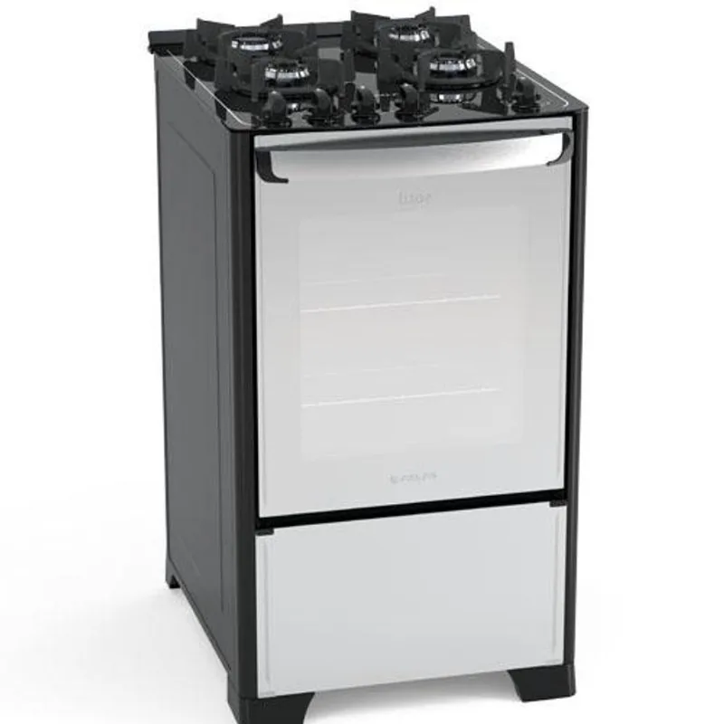 Fogão 4 Bocas Atlas New U.top Glass Style Preto Com Mesa Mesa De Vidro E Acendimento Automático