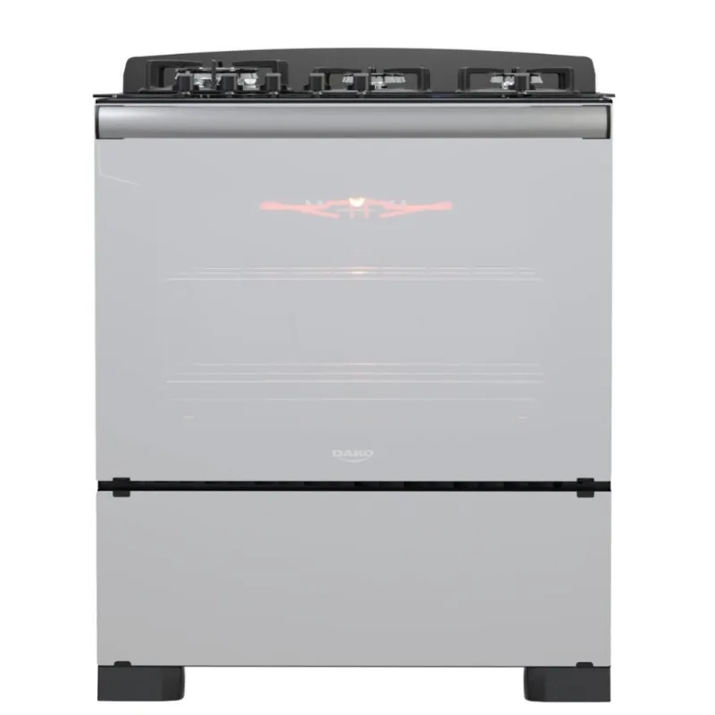 Fogão 5 Bocas Preto Frente Vidro Espelhado E Timer Digital Dako Diplomata Glass Grill Style Bivolt Bivolt
