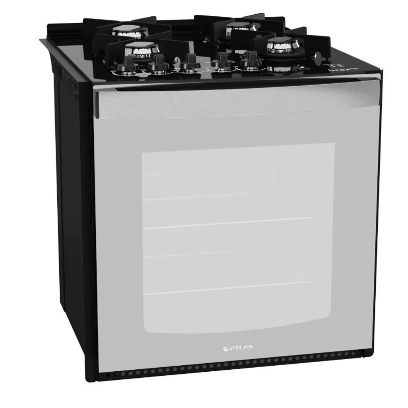 Fogão De Embutir 4 Bocas Preto Mesa De Vidro Atlas Bivolt Bivolt