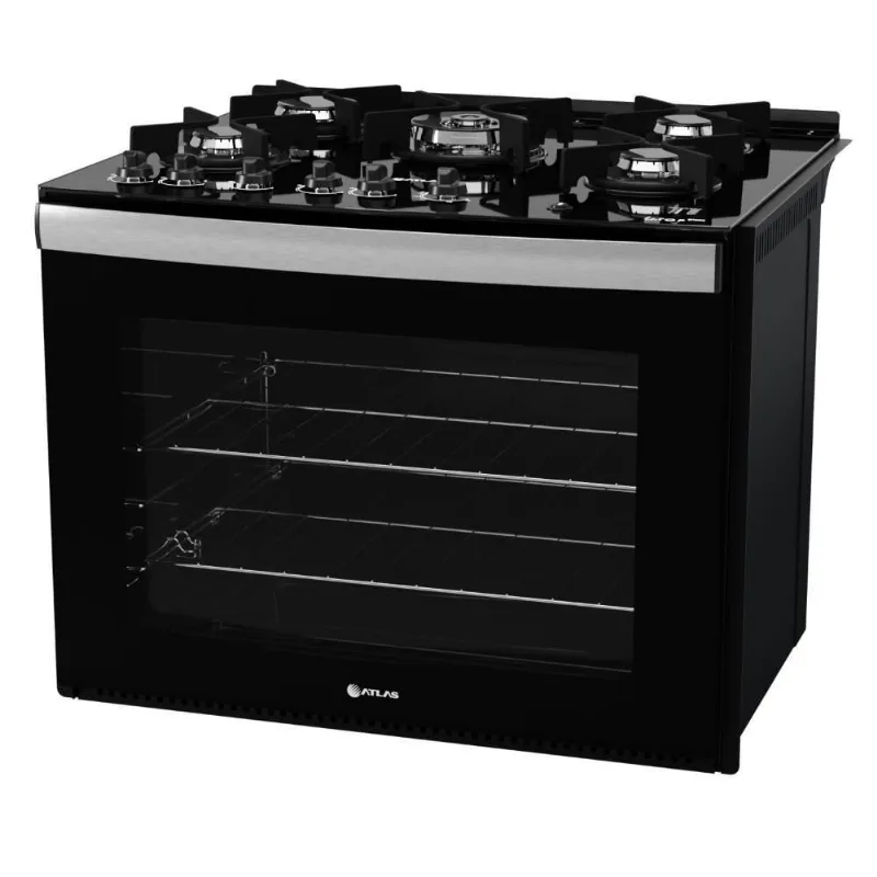 Fogão De Embutir 5 Bocas Preto Mesa De Vidro Atlas Bivolt Bivolt
