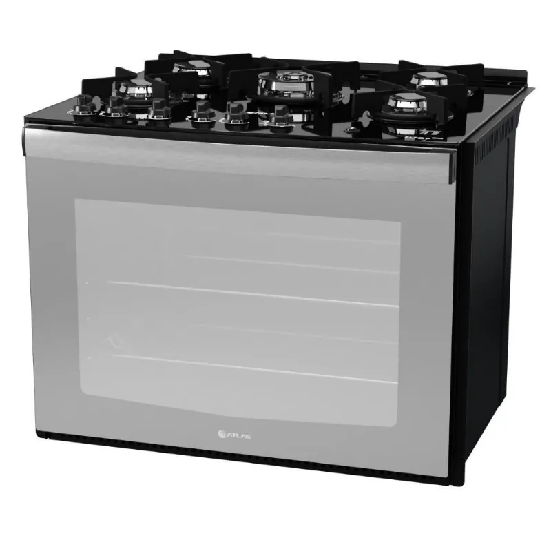 Fogão De Embutir 5 Bocas Preto Mesa De Vidro Atlas Bivolt Bivolt