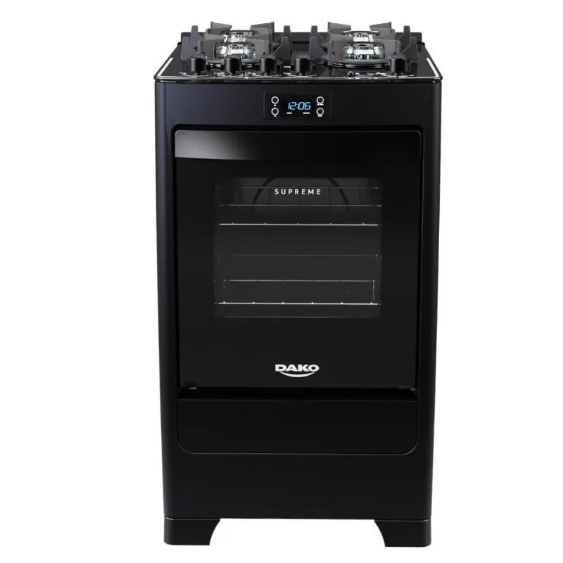 Fogão 4 Bocas Preto Com Mesa De Vidro E Timer Digital Bivolt Bivolt