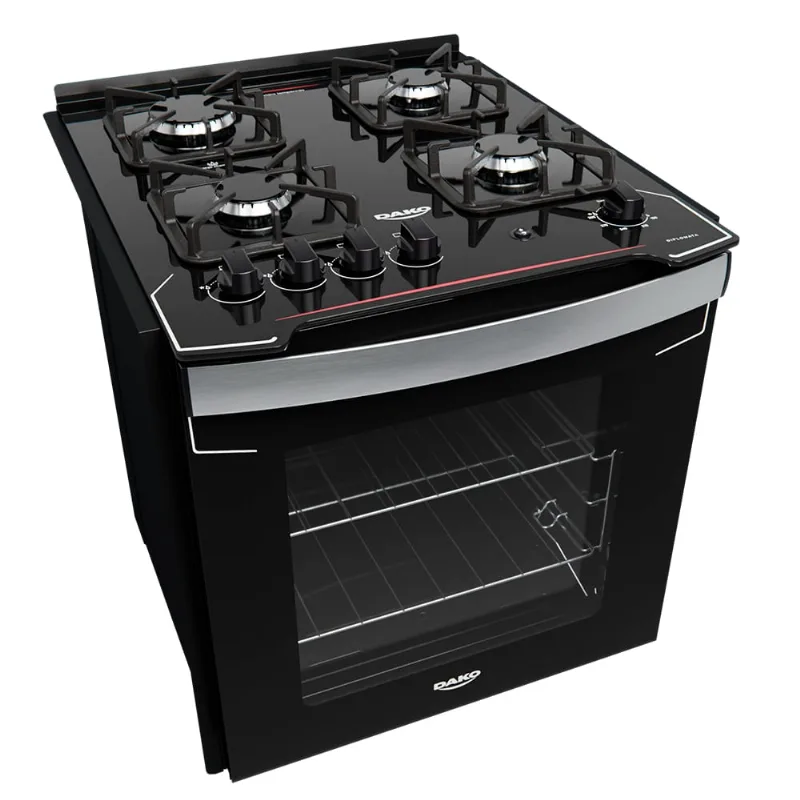 Fogão de Embutir Dako Diplomata 4 Bocas Preto Mesa de Vidro Bivolt