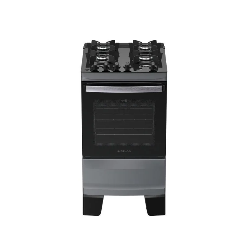 Fogão 4 Bocas Atlas Agile Up Glass Automático Mesa De Vidro Titanium Bivolt