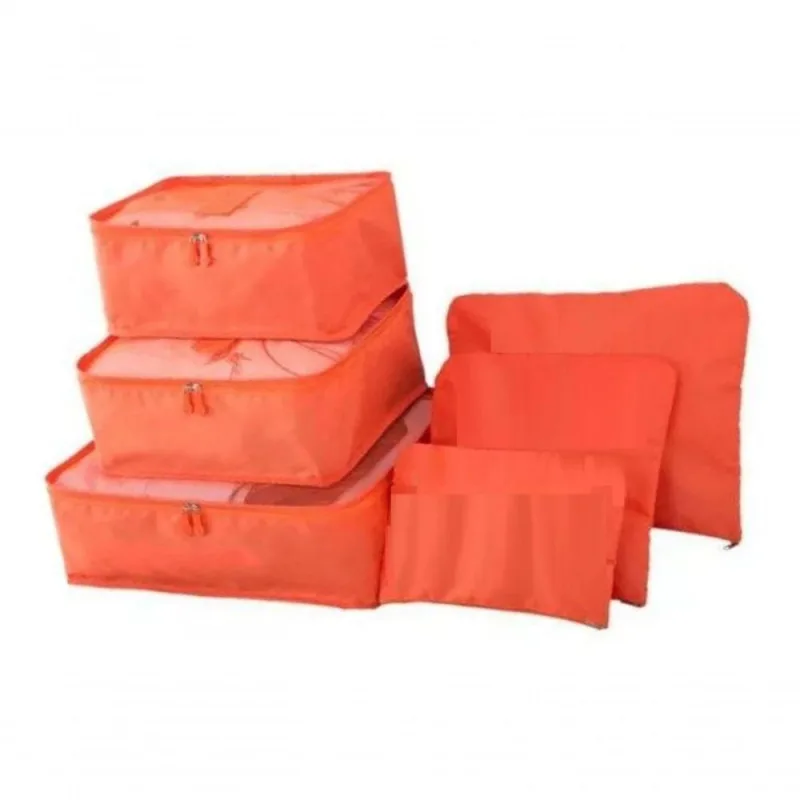 Organizador De Mala 6 Pçs Necessaire Viagem Bolsa Saco Laranja - Shopmix - Moda