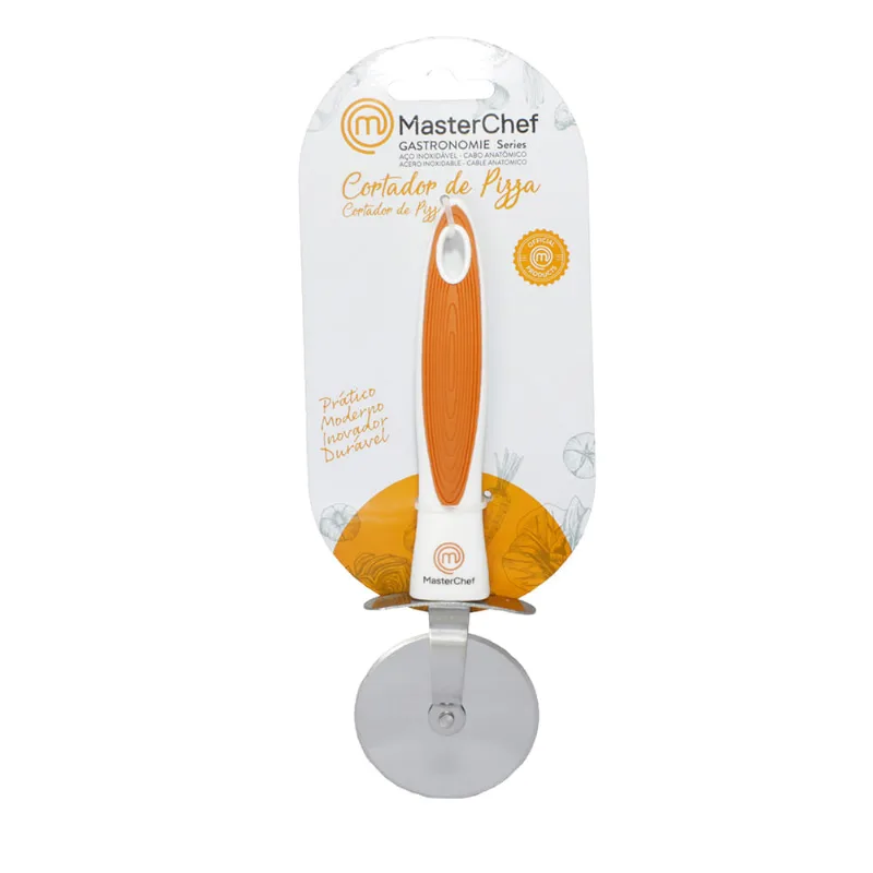 Cortador de Pizza MasterChef 20cm Aço Inox Laranja / Branco