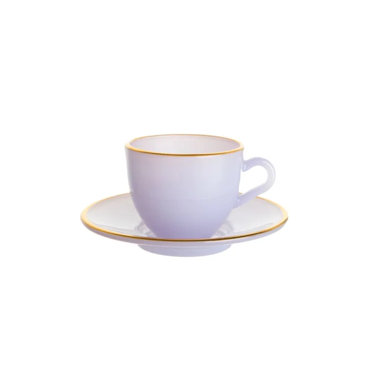 Xicara Café Matte Lilás com Borda Dourada 85Ml 4 Peças - HAUSKRAFT - Utilidades Domesticas