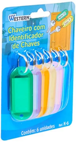 Chaveiro Com Identificador De Chaves Com 6 Peças Western - WESTERN - Papelaria