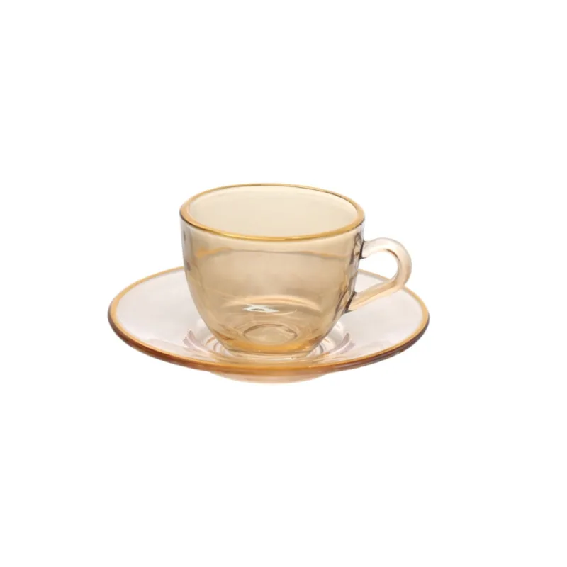 Xicara Café Menfis Âmbar com Borda Dourada 85Ml 4 Peças - HAUSKRAFT - Utilidades Domesticas