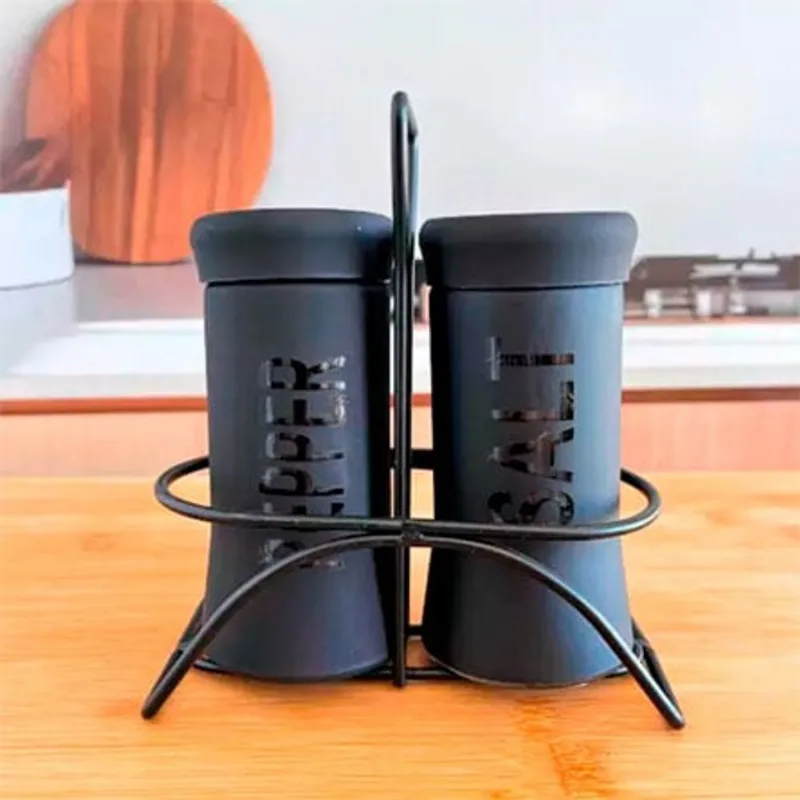 Kit Saleiro e Pimenteiro de Vidro C/suporte Nero