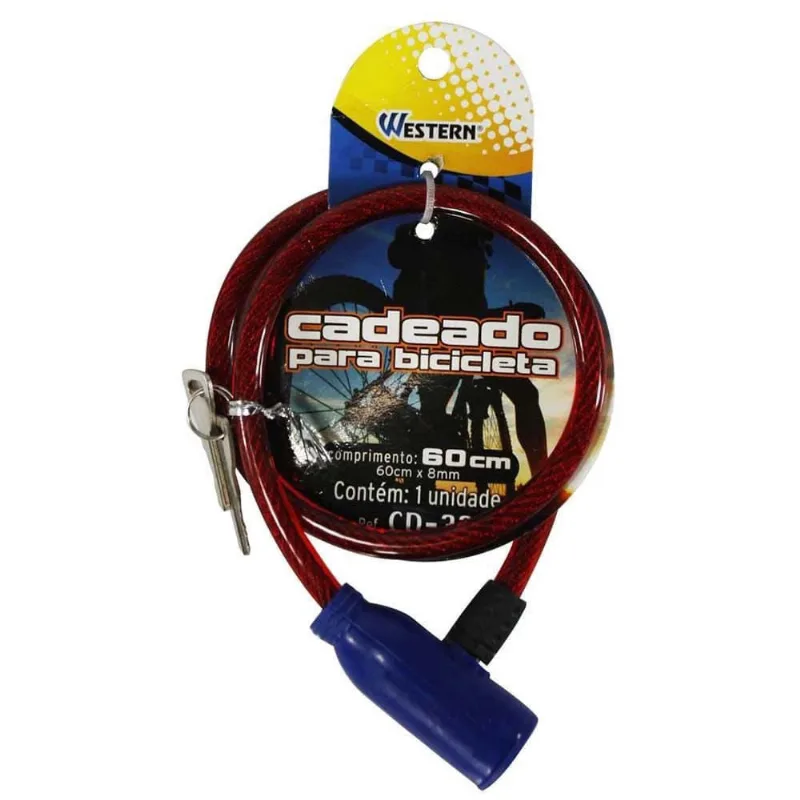 Cadeado Western p/ Bike Flex Sortido 60cm