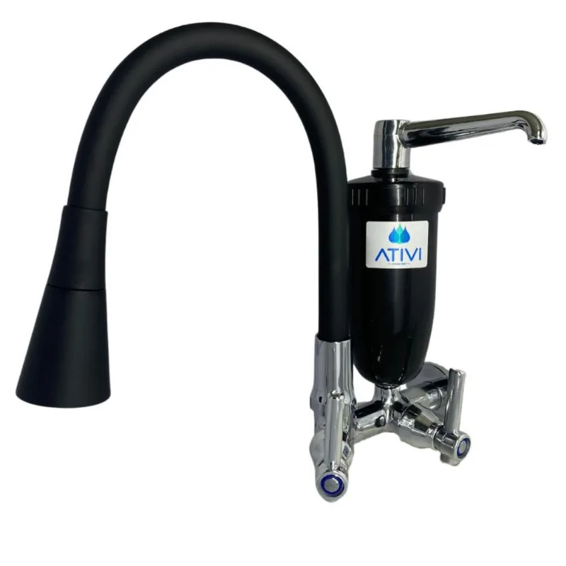 Torneira Com Filtro Gourmet Metal Alavanca Cromado/Preto Ativi