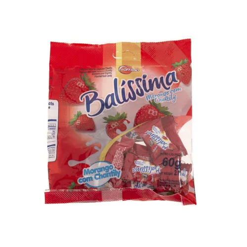 Bala Toffano Balissima Morango C/chantily 60g Un - TOFFANO