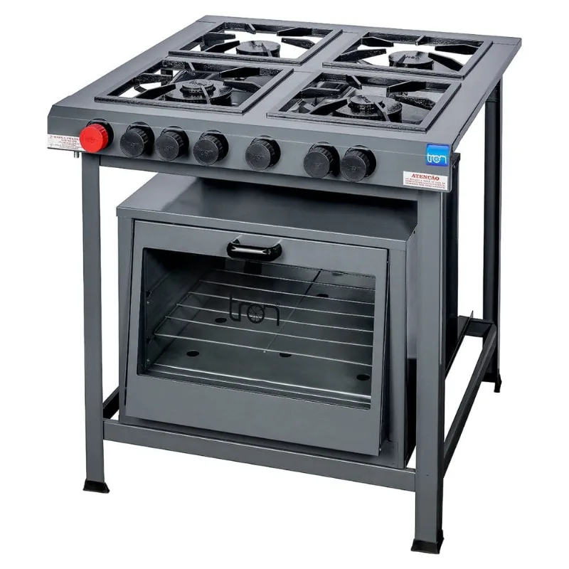 Fogão Industrial 4 Bocas Tron Premium com Forno Grafite 51090198 - TRON