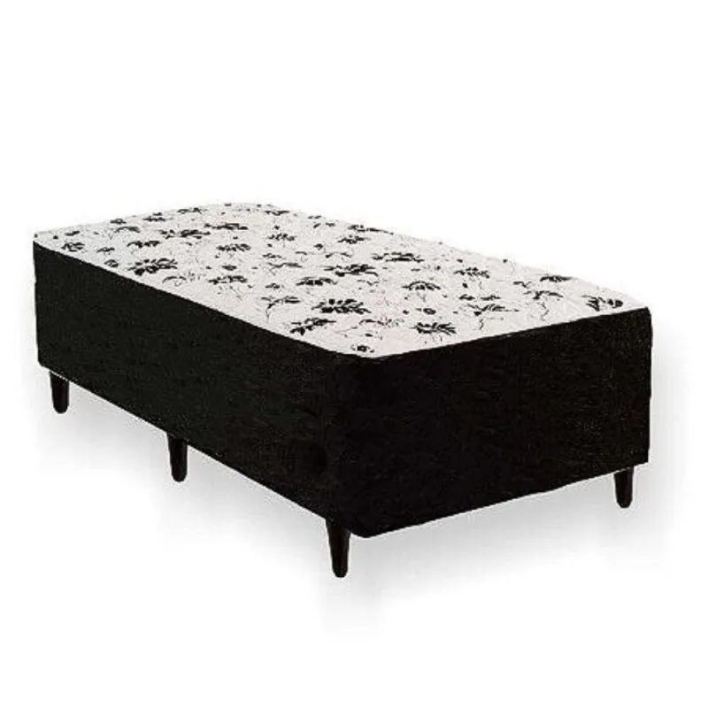 Cama Box Conjugada Solteiro Cama Conjugado Ortopédica Colchão Espuma Poliéster Preto - OUTRAS - Colchões