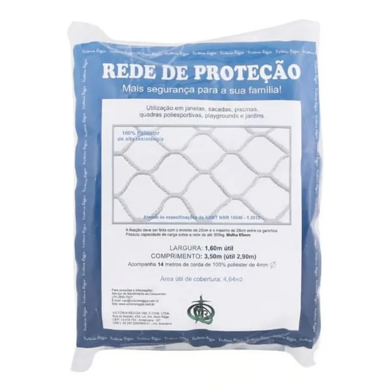 Kit Rede de Proteção Malha 6x6cm com Corda Victoria Reggia Kit Rede de Proteção 1,60x3,50m Malha 6x6cm com Corda Branca