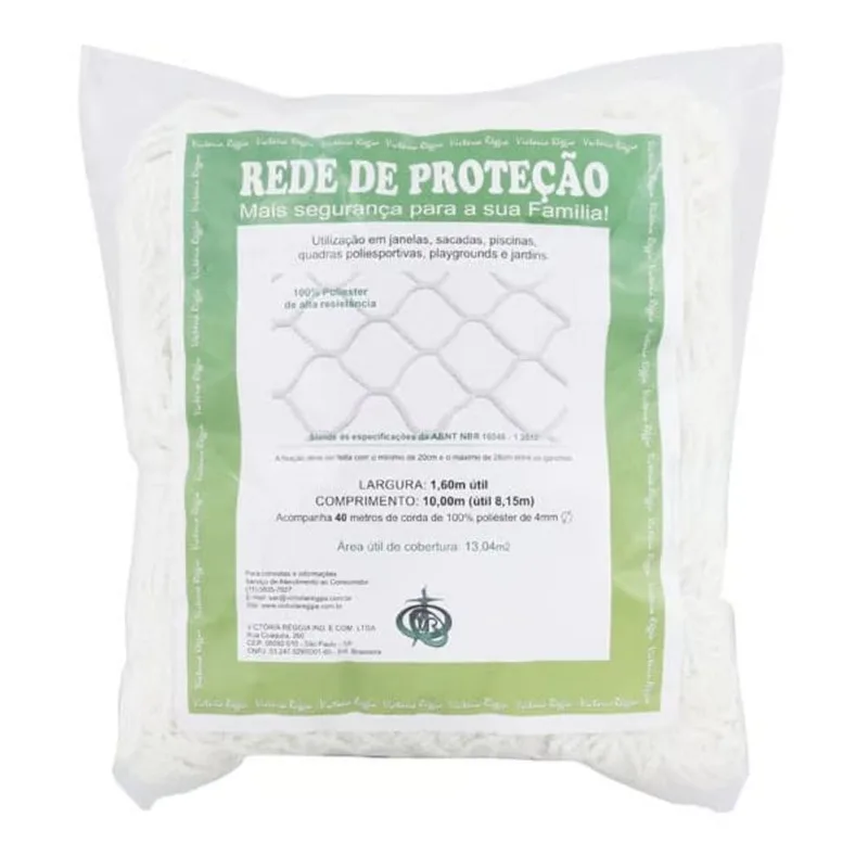 Kit Rede de Proteção Malha 6x6cm com Corda Victoria Reggia Kit Rede de Proteção 1,60x10,00m Malha 6x6cm com Corda Branca