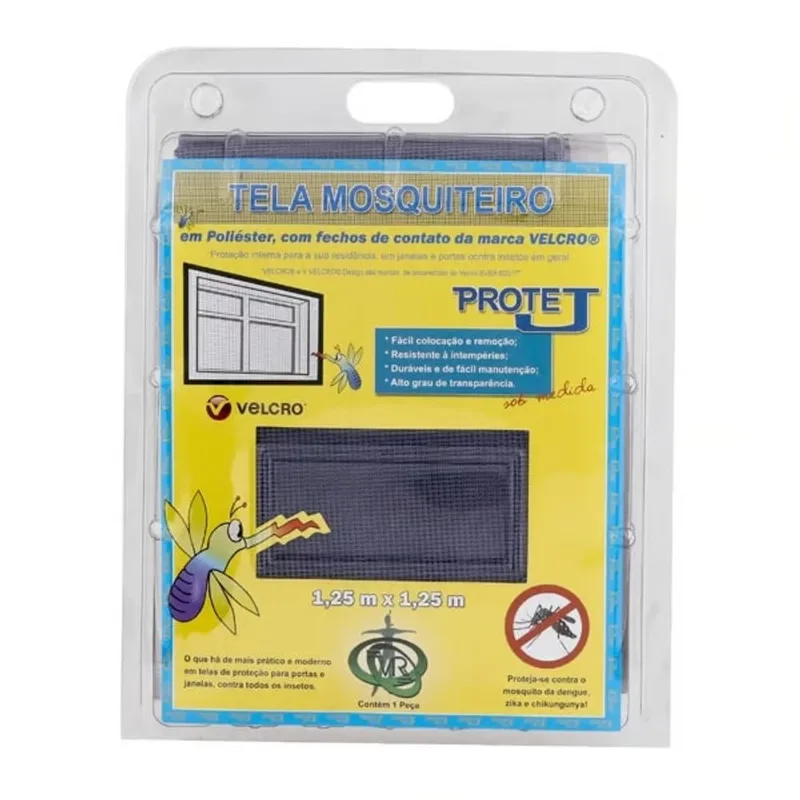 Kit Tela Mosquiteira com Velcro Victoria Reggia Kit Tela Mosquiteira com Velcro 1,25x1,25m Cinza