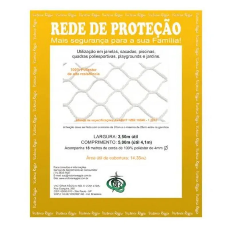 Kit Rede de Proteção Malha 6x6cm com Corda Victoria Reggia Kit Rede de Proteção 3,50x5,00m Malha 6x6cm com Corda Preta