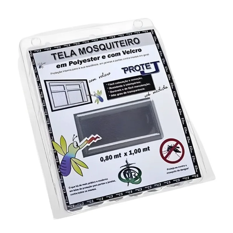 Kit Tela Mosquiteira com Velcro Victoria Reggia Kit Tela Mosquiteira com Velcro 0,80x1,00m Cinza