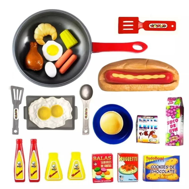 Kit Comidinhas Frigideira Cachorro Quente Brinquedo Infantil