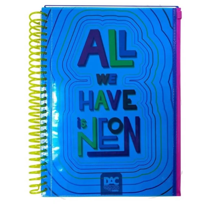 Caderno Universitario Color Bubble com Bolso Ziper Azul Espiral 10 Materias - DAC - dac - Papelaria