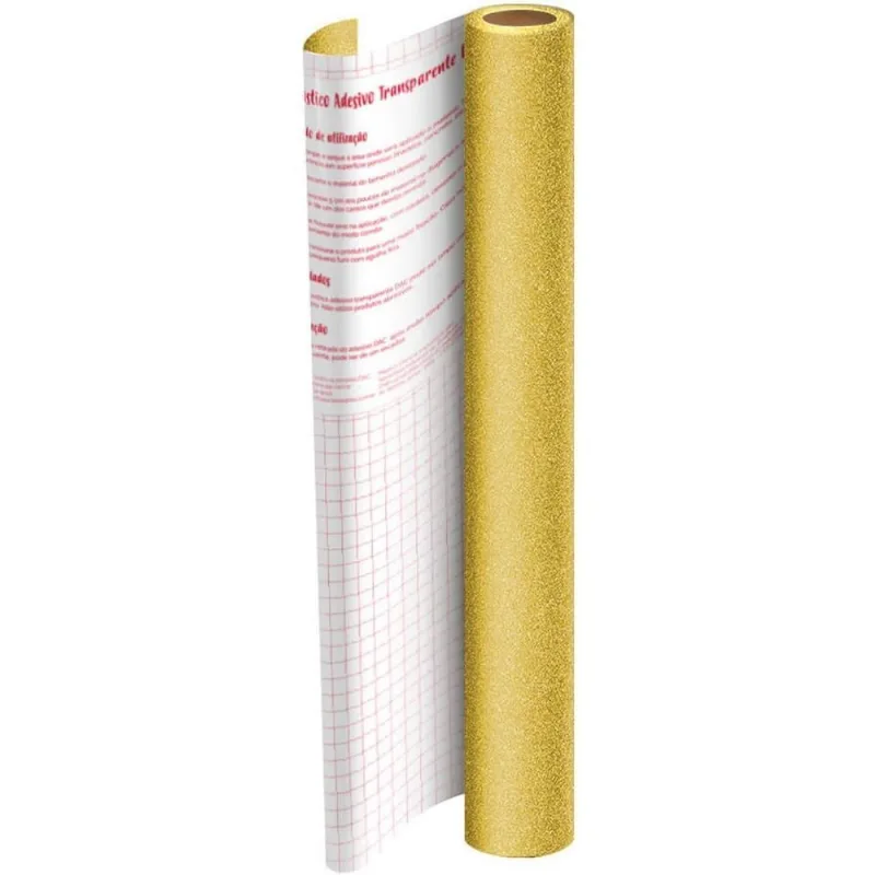 Plastico Adesivo 45CMX10M Gliter Dourado PP 0,10