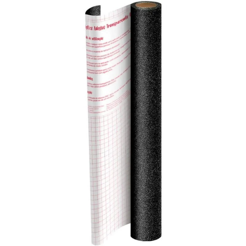 Plastico Adesivo 45CMX10M Gliter Preto PP 0,10