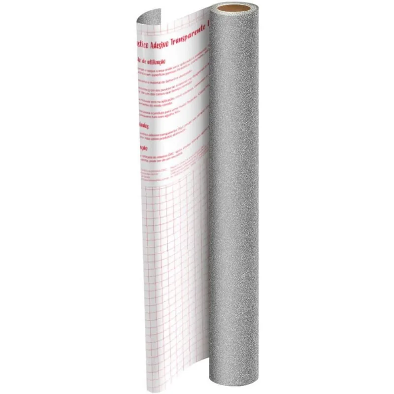 Plastico Adesivo 45CMX10M Gliter Prata PP 0,10